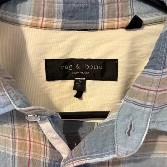 Rag and Bone Lightweight Plaid Short Sleeve Button Up - Medium - Picture 2 of 3